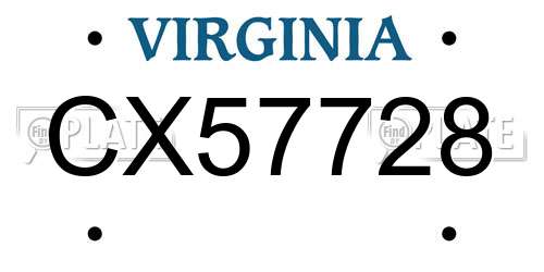 CX57728 Virginia License Plate