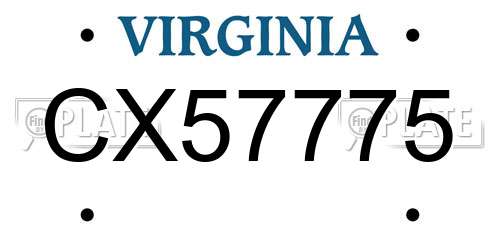 CX57775 Virginia License Plate