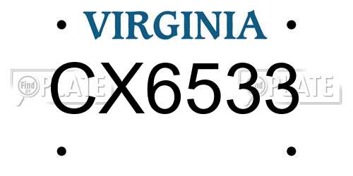 CX6533 Virginia License Plate