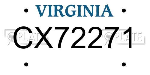 CX72271 Virginia License Plate