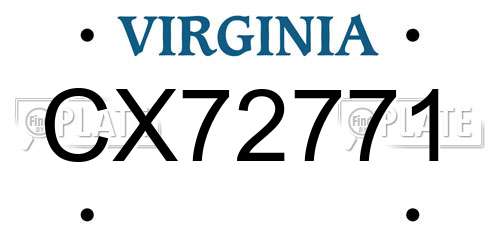 CX72771 Virginia License Plate