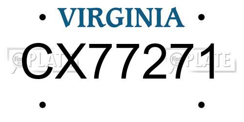 CX77271 Virginia License Plate