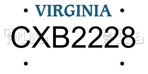 CXB2228 Virginia License Plate