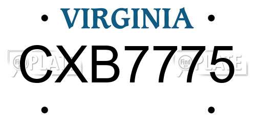 CXB7775 Virginia License Plate
