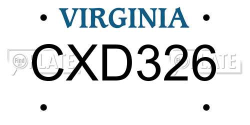 CXD326 Virginia License Plate