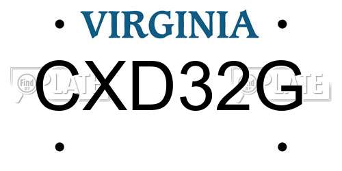 CXD32G Virginia License Plate