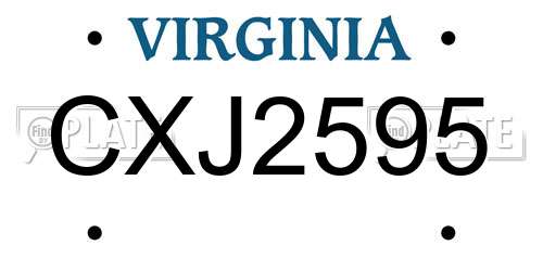 CXJ2595 Virginia License Plate