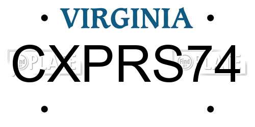 CXPRS74 Virginia License Plate