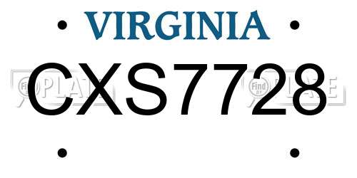 CXS7728 Virginia License Plate