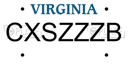 CXSZZZB Virginia License Plate