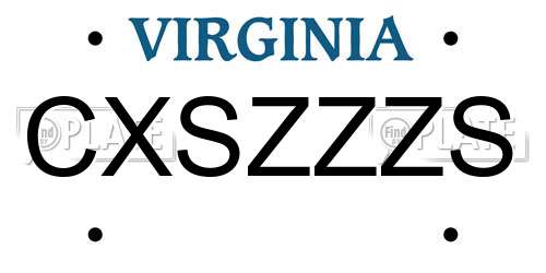 CXSZZZS Virginia License Plate