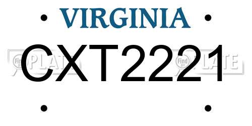 CXT2221 Virginia License Plate