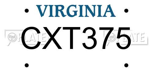 CXT375 Virginia License Plate