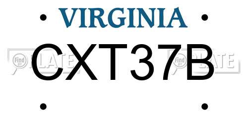 CXT37B Virginia License Plate