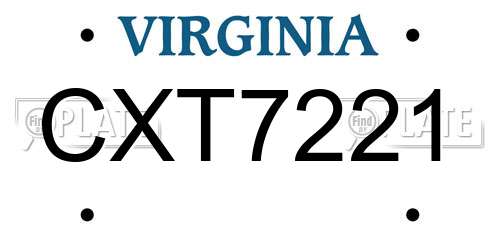 CXT7221 Virginia License Plate