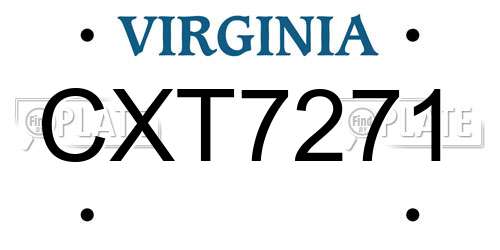 CXT7271 Virginia License Plate