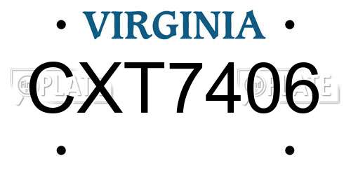 CXT7406 Virginia License Plate