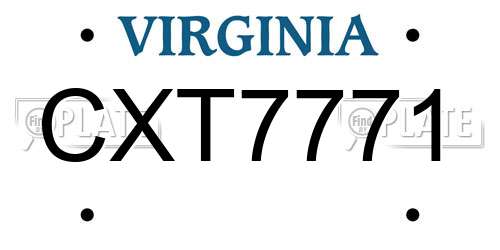 CXT7771 Virginia License Plate