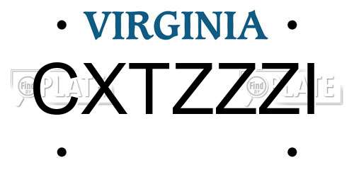 CXTZZZI Virginia License Plate
