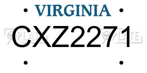 CXZ2271 Virginia License Plate