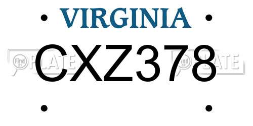 CXZ378 Virginia License Plate
