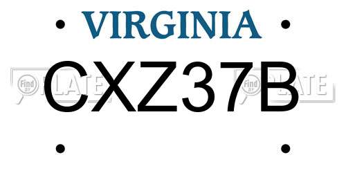 CXZ37B Virginia License Plate