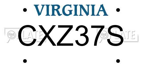 CXZ37S Virginia License Plate