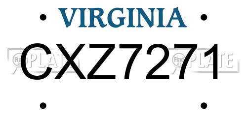 CXZ7271 Virginia License Plate
