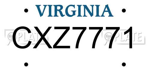 CXZ7771 Virginia License Plate