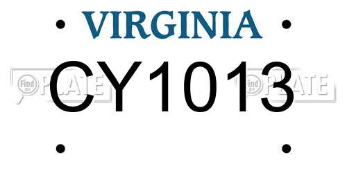 CY1013 Virginia License Plate