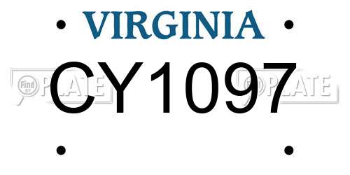 CY1097 Virginia License Plate