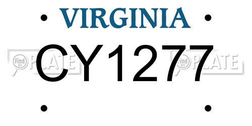 CY1277 Virginia License Plate