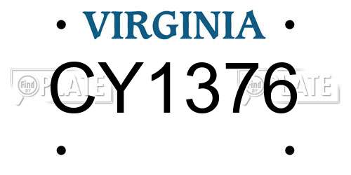 CY1376 Virginia License Plate