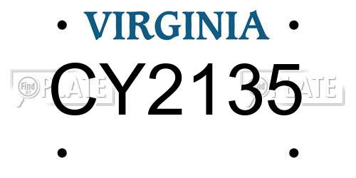 CY2135 Virginia License Plate