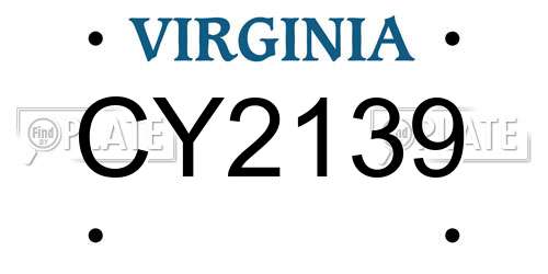 CY2139 Virginia License Plate