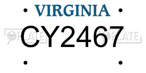 CY2467 Virginia License Plate