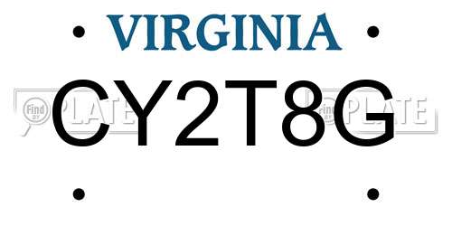 CY2T8G Virginia License Plate