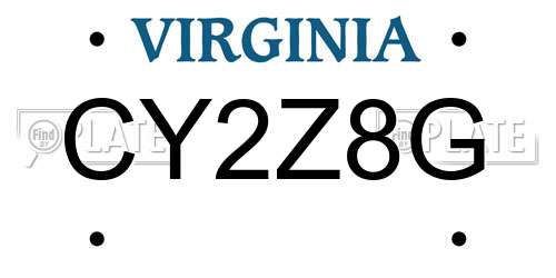 CY2Z8G Virginia License Plate