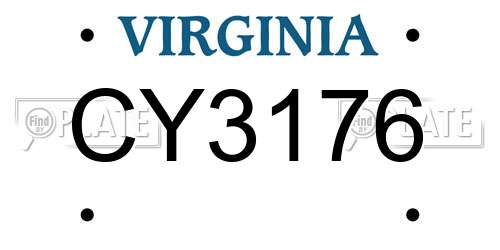 CY3176 Virginia License Plate