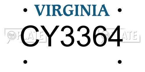 CY3364 Virginia License Plate