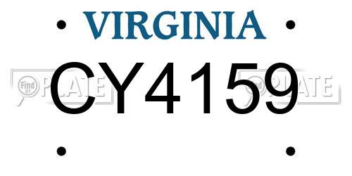 CY4159 Virginia License Plate