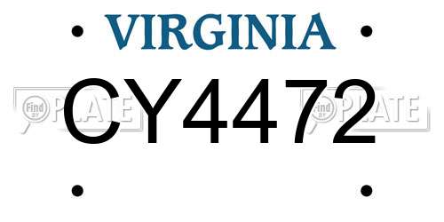 CY4472 Virginia License Plate