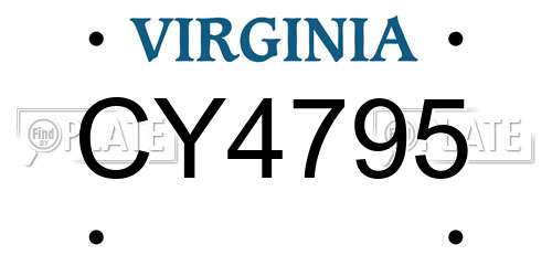 CY4795 Virginia License Plate