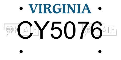CY5076 Virginia License Plate