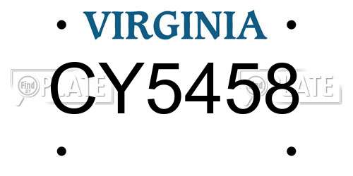 CY5458 Virginia License Plate