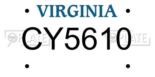 CY5610 Virginia License Plate