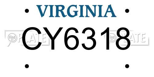 CY6318 Virginia License Plate