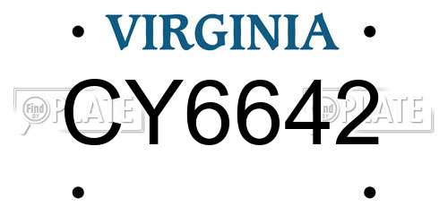 CY6642 Virginia License Plate