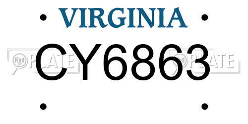 CY6863 Virginia License Plate