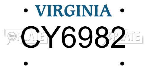 CY6982 Virginia License Plate
